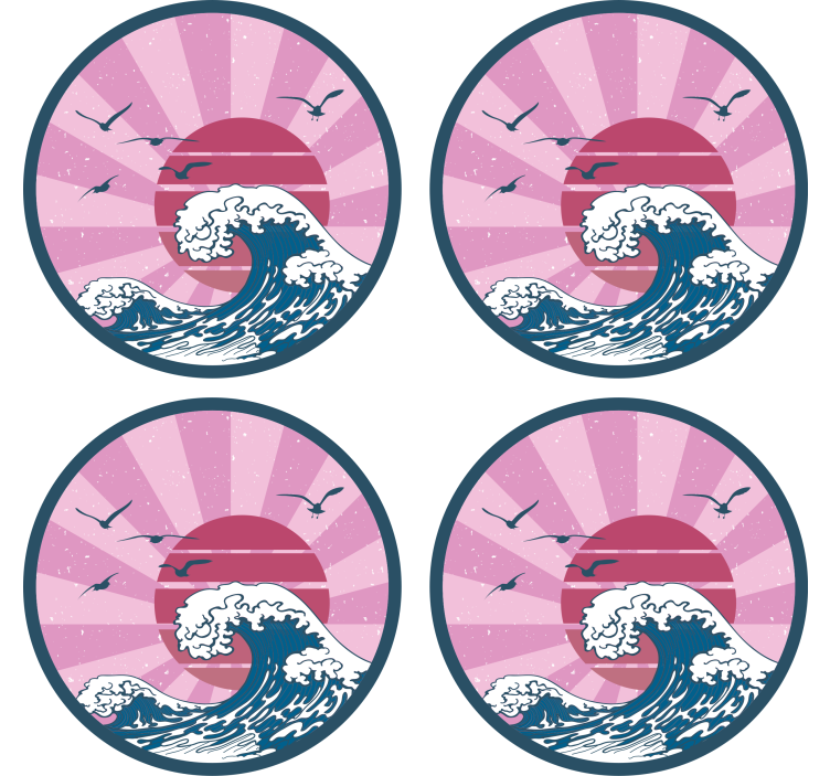 杯垫 怪物 复古海洋波浪设计 - TenStickers