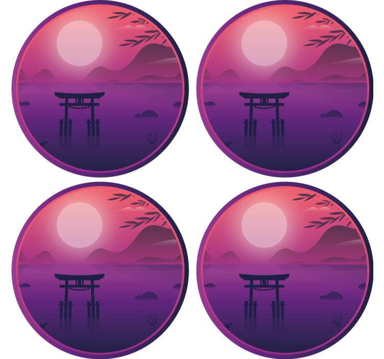杯垫现代设计宁静日落风景 - TenStickers