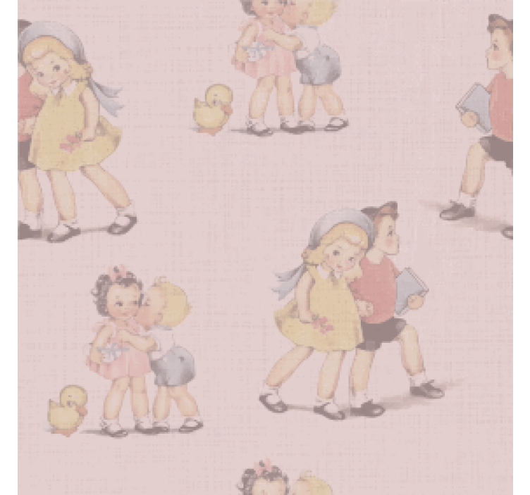 复古杯垫与顽皮儿童插图相伴 - TenStickers