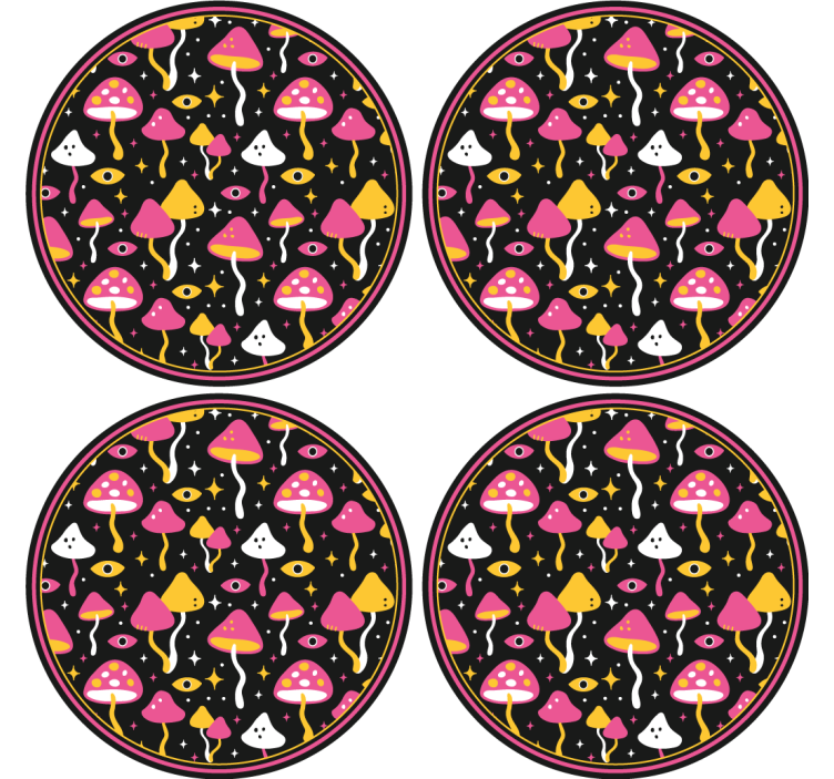 杯垫 怪物 彩色蘑菇图案 - TenStickers