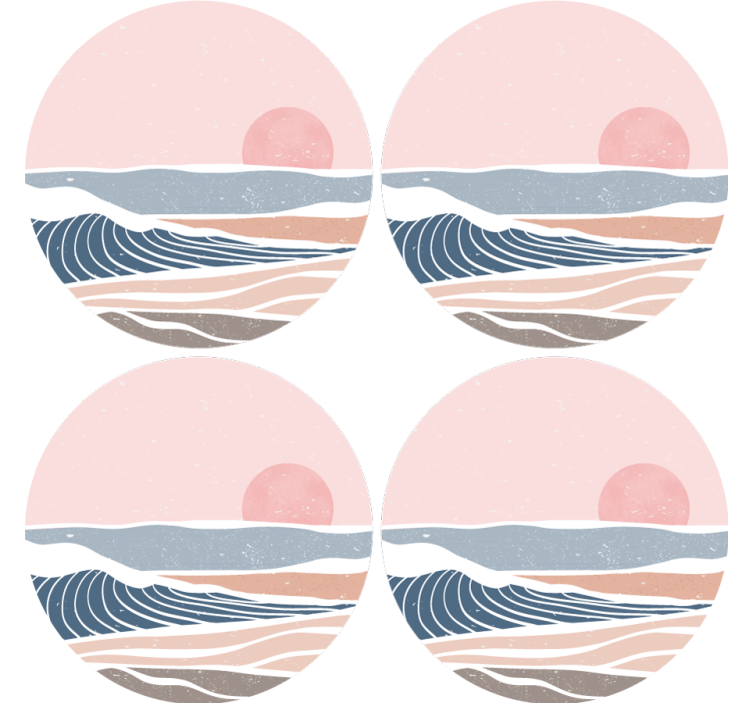 杯垫纹理温柔波浪与日出 - TenStickers