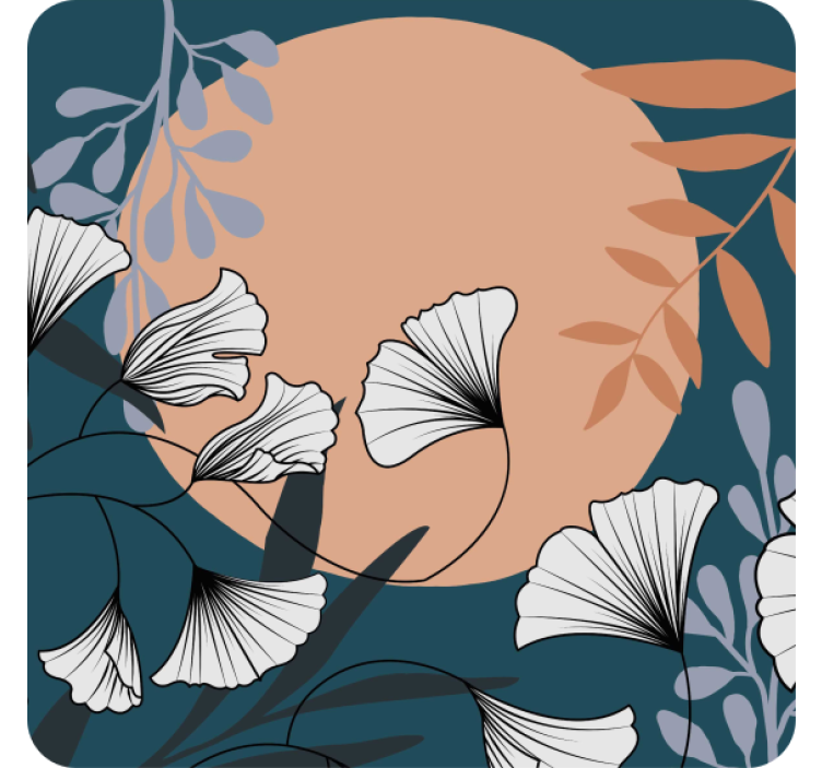 杯垫现代设计银杏花卉图案 - TenStickers