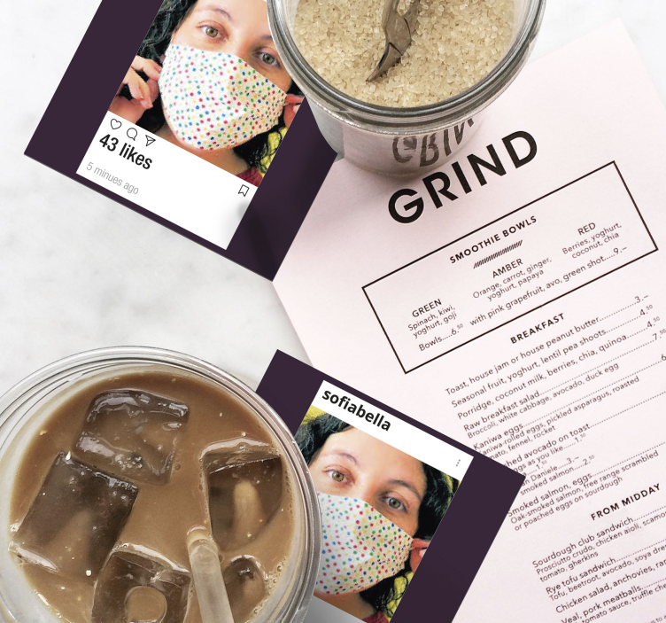 带有照片和文字的instagram自定义杯垫 - TenStickers