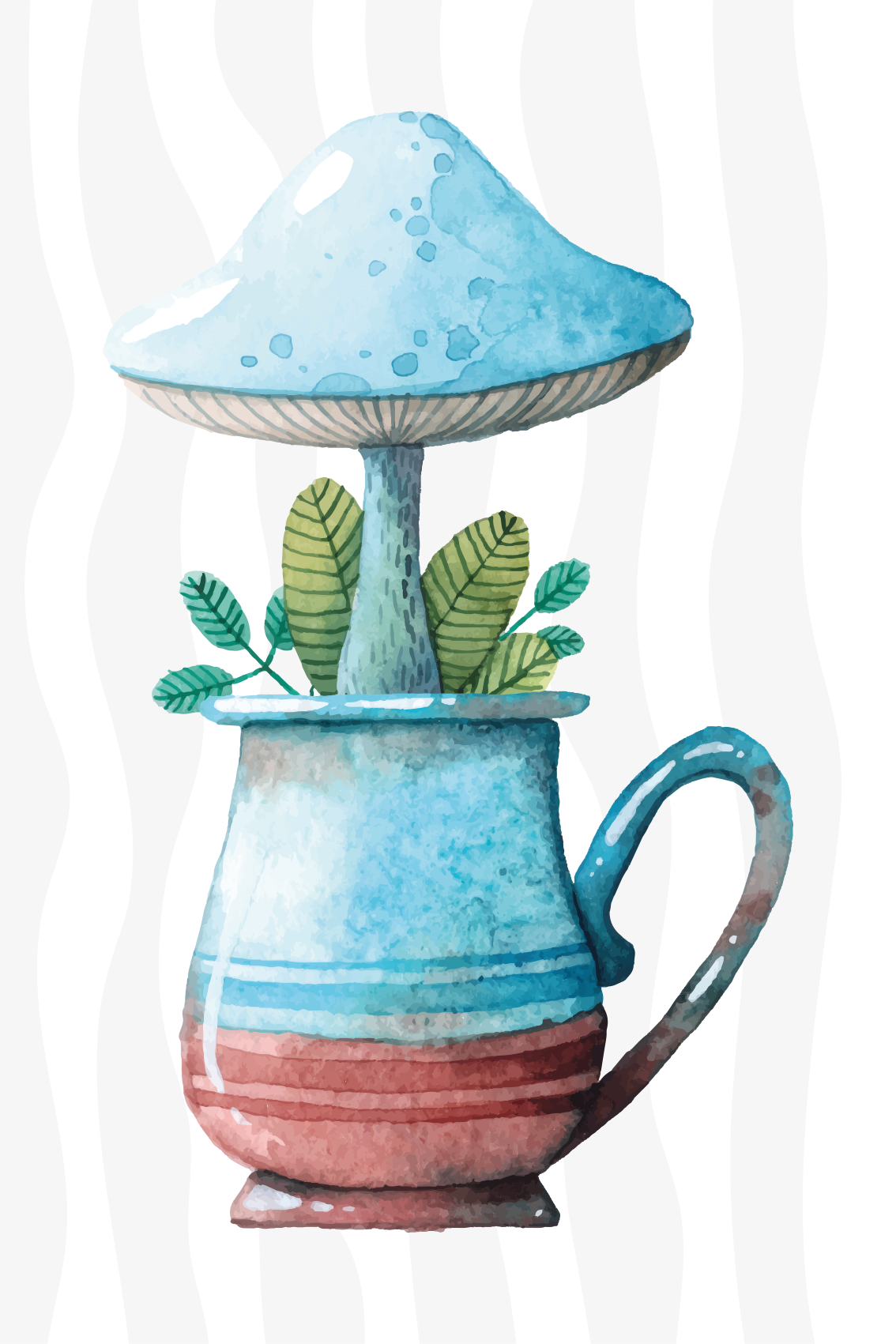 厨房宣传画可爱的蘑菇杯子设计 - TenStickers