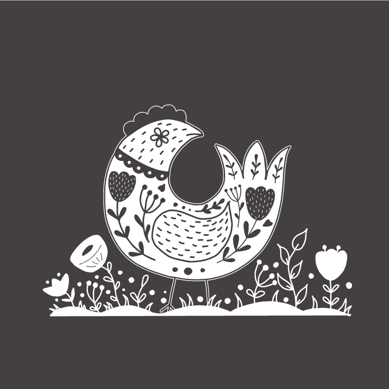 厨房宣传画展现骄傲的鸡与波兰花卉图案 - TenStickers