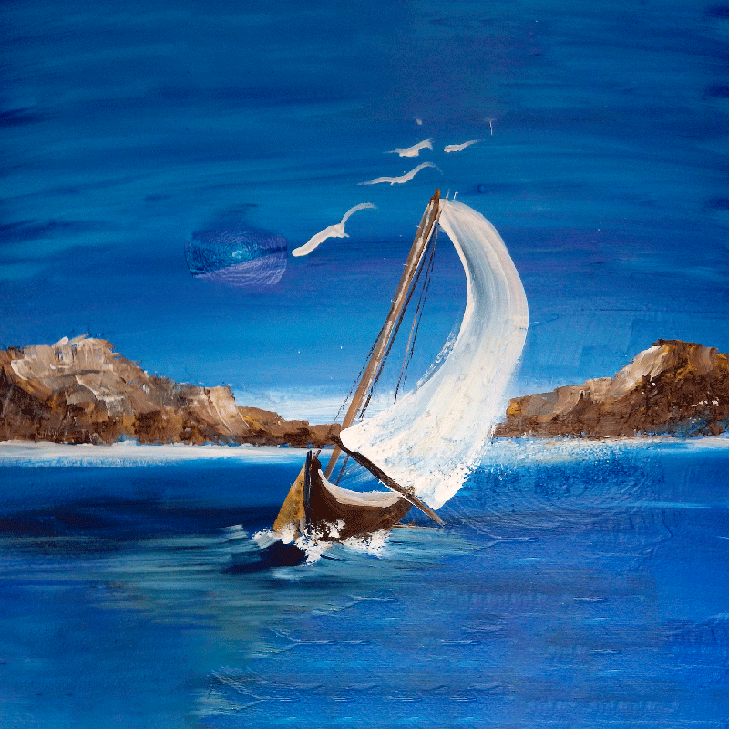 客厅海报展示帆船画布艺术 - TenStickers