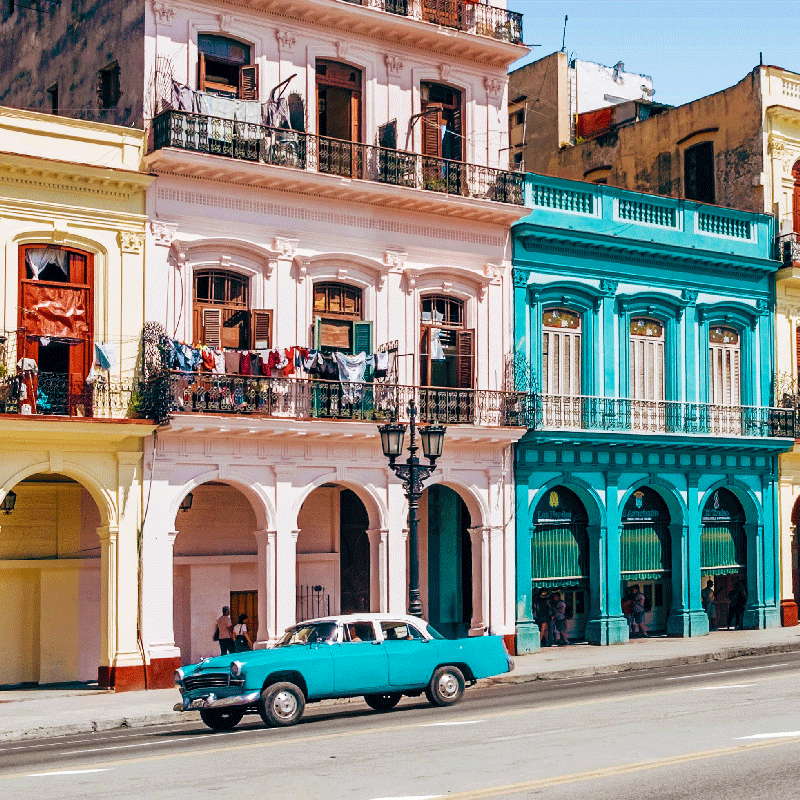 客厅海报 蓝色与粉色街道和汽车设计 - TenStickers