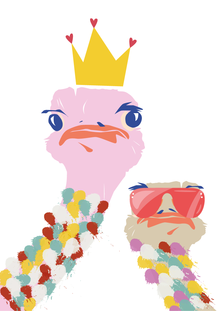 客厅海报展现色彩斑斓的鸵鸟艺术风格 - TenStickers