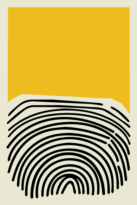 客厅海报抽象黄画配黑线条 - TenStickers