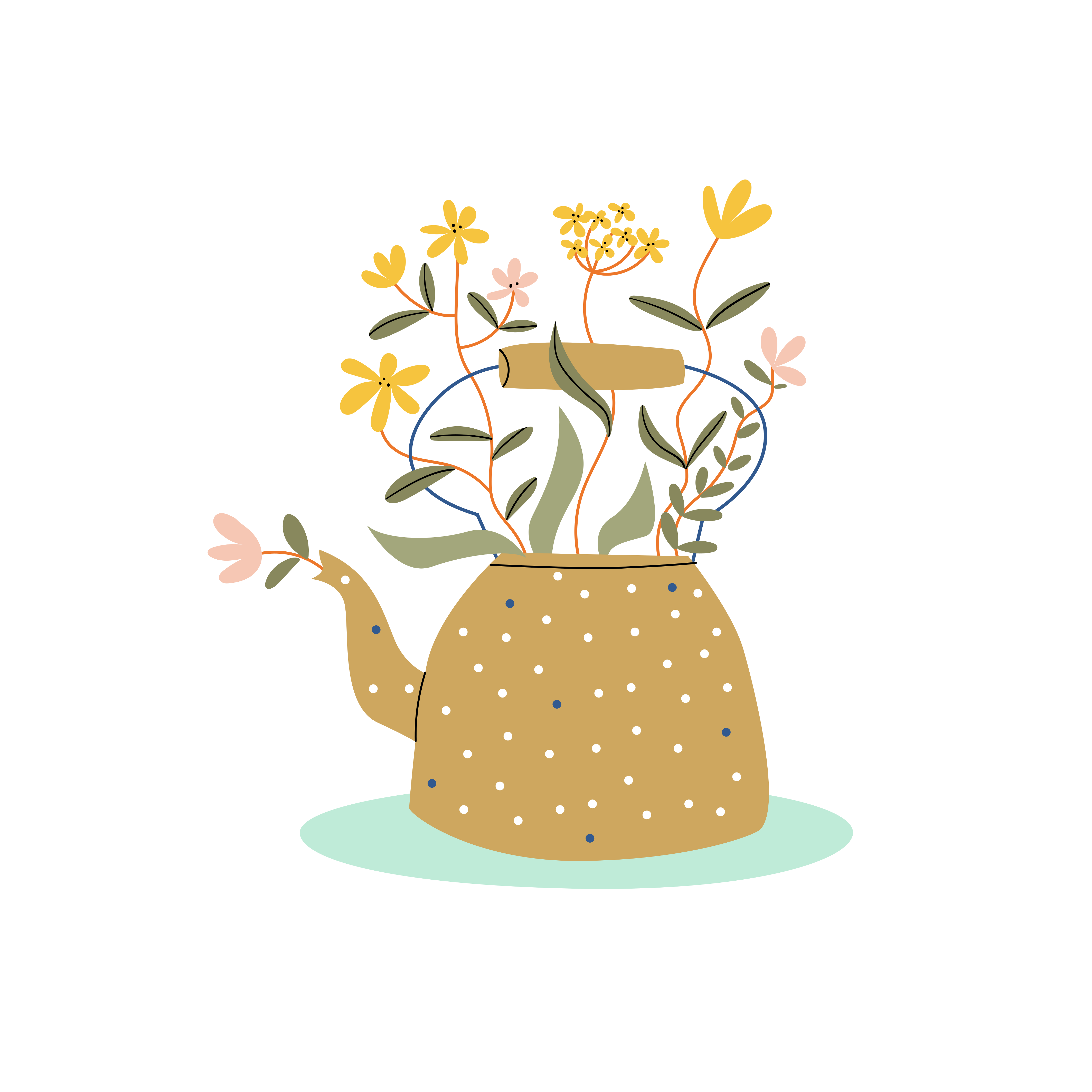 花卉宣传画：抽象浇水壶 - TenStickers