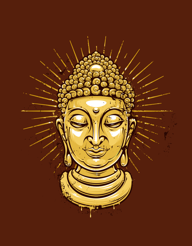 禅宗宣传画金色佛像剪影 - TenStickers