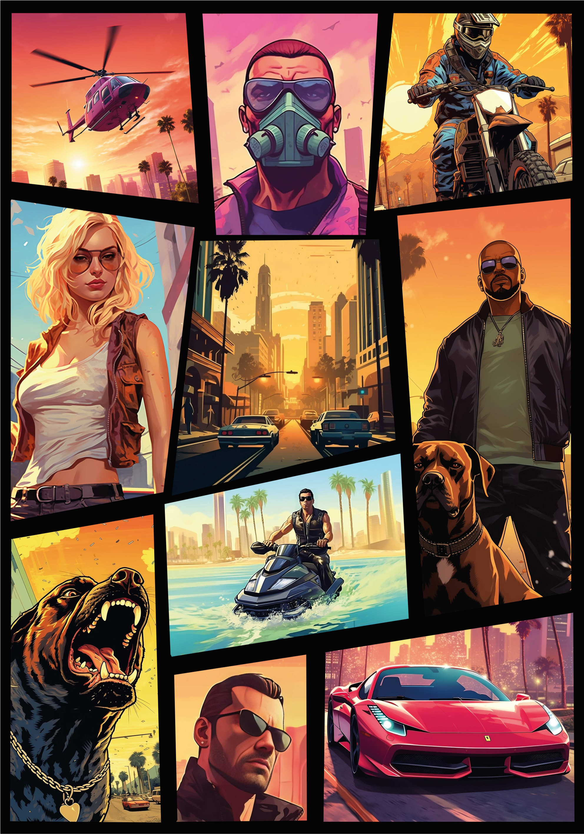 青少年卧室的宣传画 这个文字冒险和动作拼贴被翻译成中文。一个勇敢的冒险家正在探索一座古老的城堡。他发现一个神秘的宝藏，并面临着许多 - TenStickers