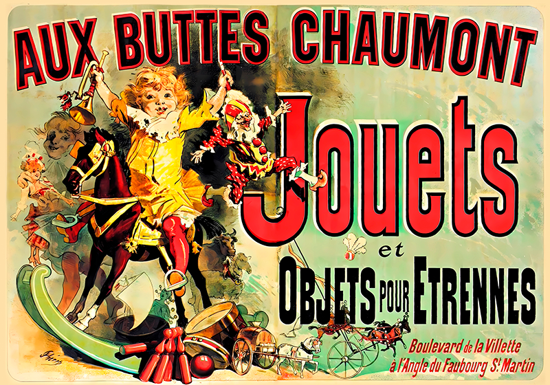 复古海报 aux buttes chaumont jouets - TenStickers