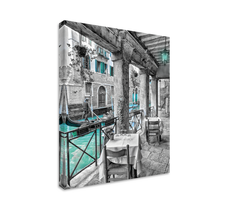 骑在船上的人威尼斯城市帆布版画 - TenStickers