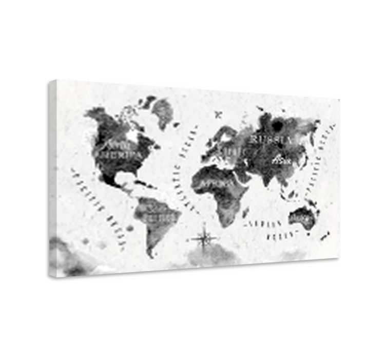 盲人世界地图：单色世界地图 - TenStickers