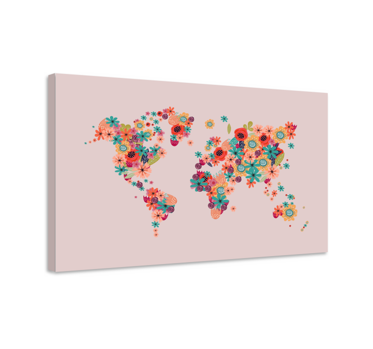 盲人世界地图花卉世界地图 - TenStickers