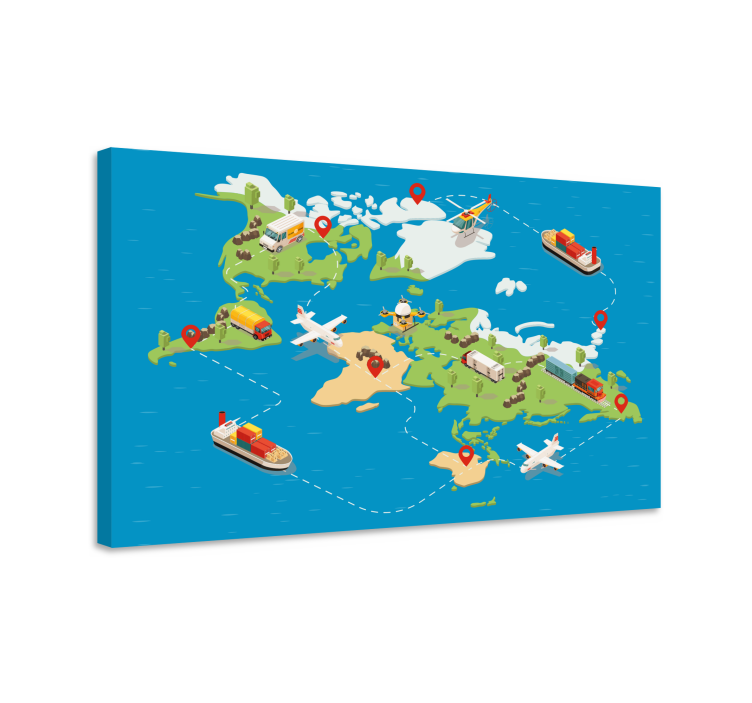 盲人世界地图旅行路线图 - TenStickers