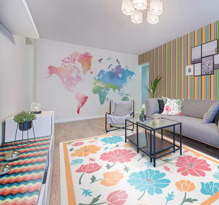 世界地图水彩墙贴纸 - TenStickers