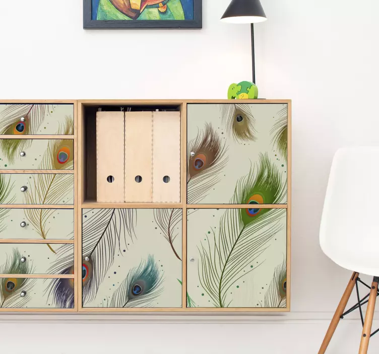 孔雀羽毛家具贴纸 - TenStickers