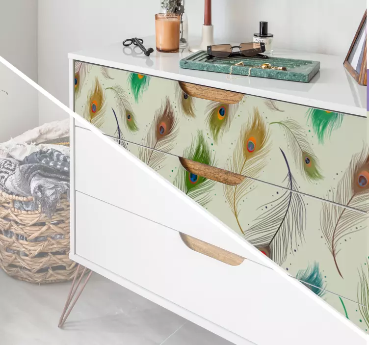 孔雀羽毛家具贴纸 - TenStickers