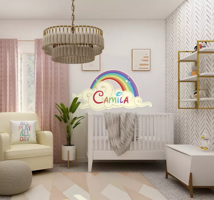 孩子们个性化彩虹云贴纸 - TenStickers