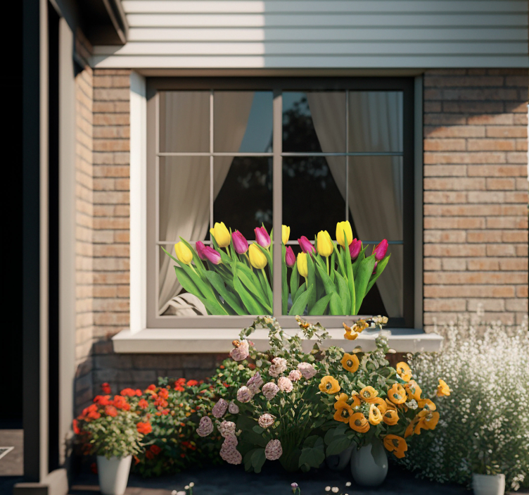 郁金香花束窗口贴纸 - TenStickers