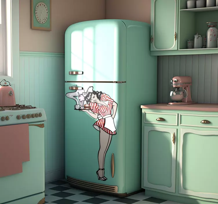 复古50年代女服务员贴纸 - TenStickers