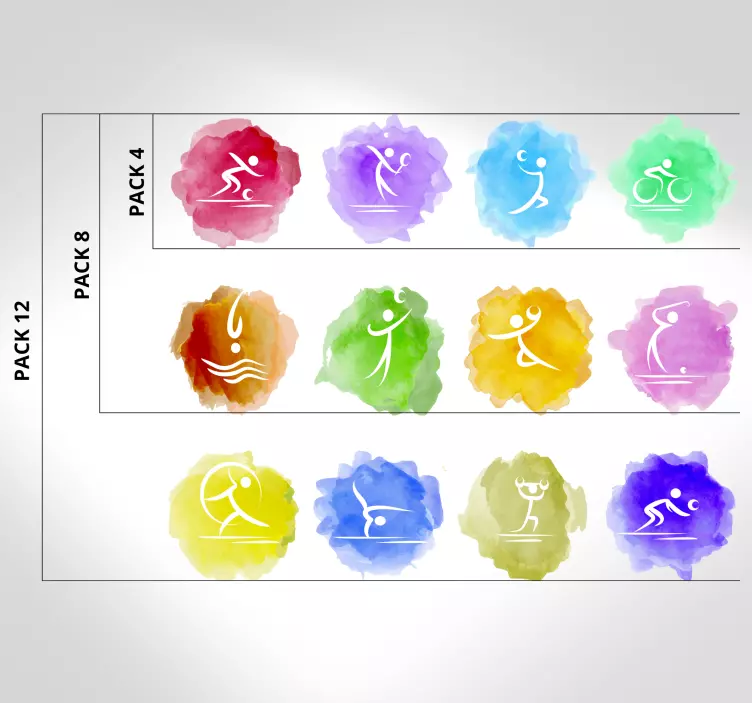 动物贴画 彩色运动图标 - TenStickers