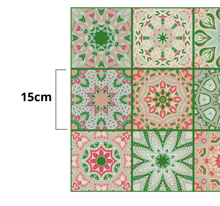 贴纸装饰色彩缤纷的图案瓷砖 - TenStickers