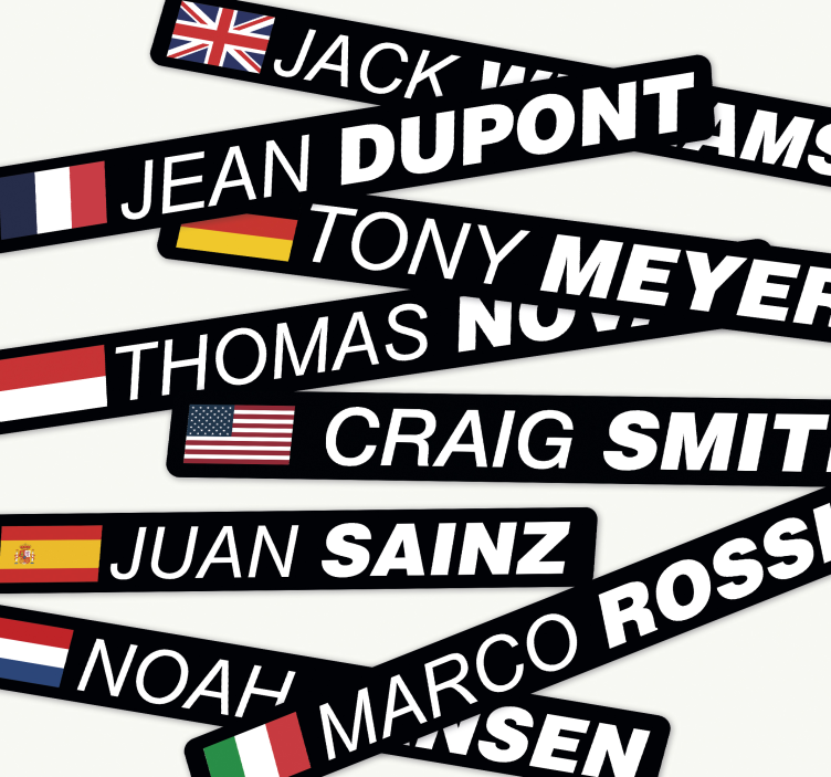 动物贴画 带有旗帜和名字的公路自行车 - TenStickers