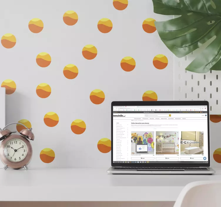 70年代太阳图案几何墙贴 - TenStickers