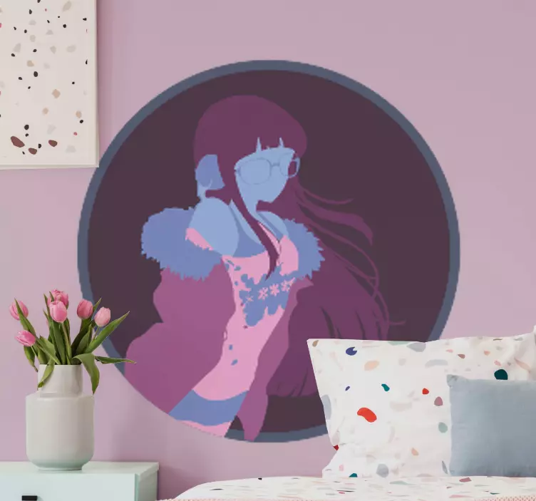 动漫眼镜女孩人物贴纸 - TenStickers