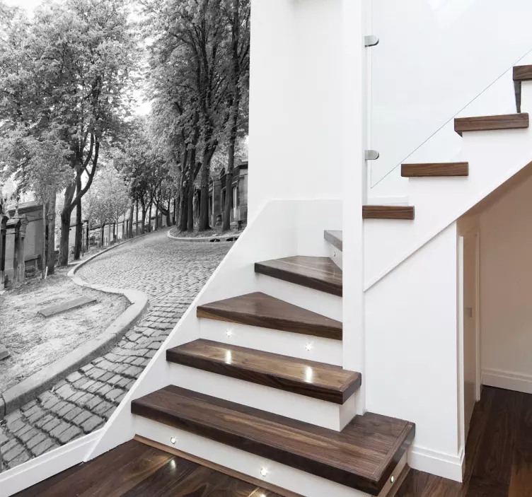 黑色和白色的路墙壁画 - TenStickers