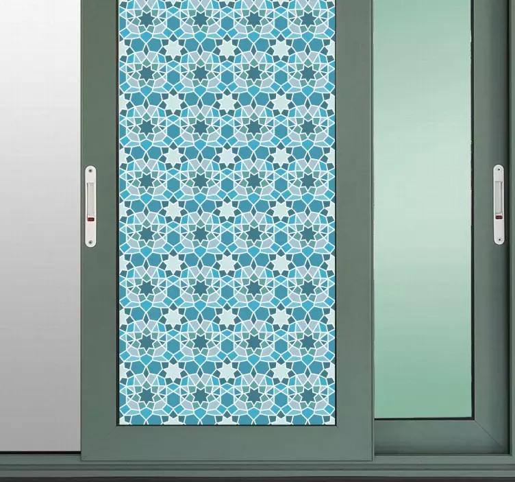 蓝色几何门贴纸 - TenStickers