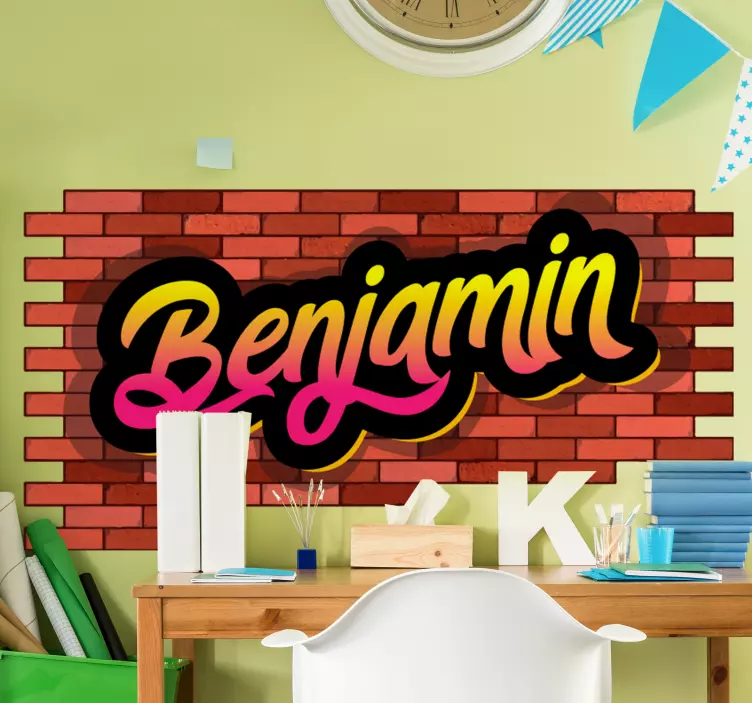 砖墙和名字涂鸦城市贴纸 - TenStickers