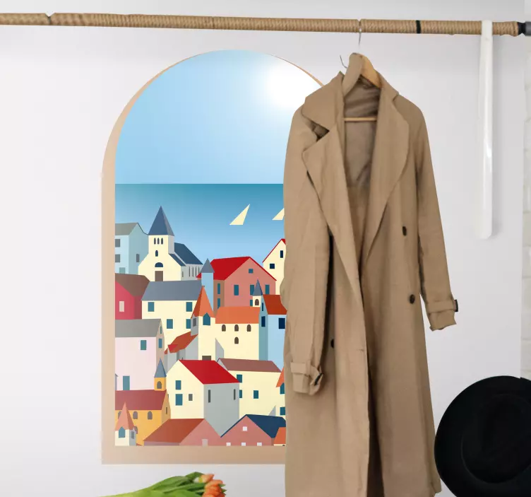 通过窗口国家希腊卡通贴纸 - TenStickers