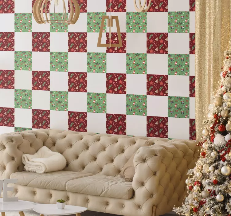 圣诞糖果图案瓷砖贴纸 - TenStickers