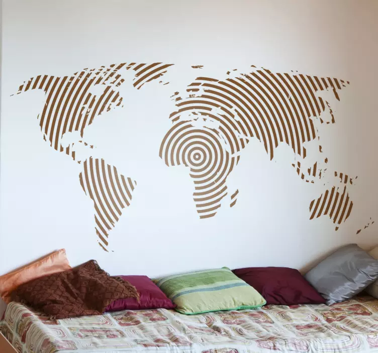 圆形线世界地图贴纸 - TenStickers