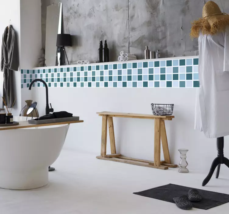 冷色调浴室马赛克瓷砖转移 - TenStickers