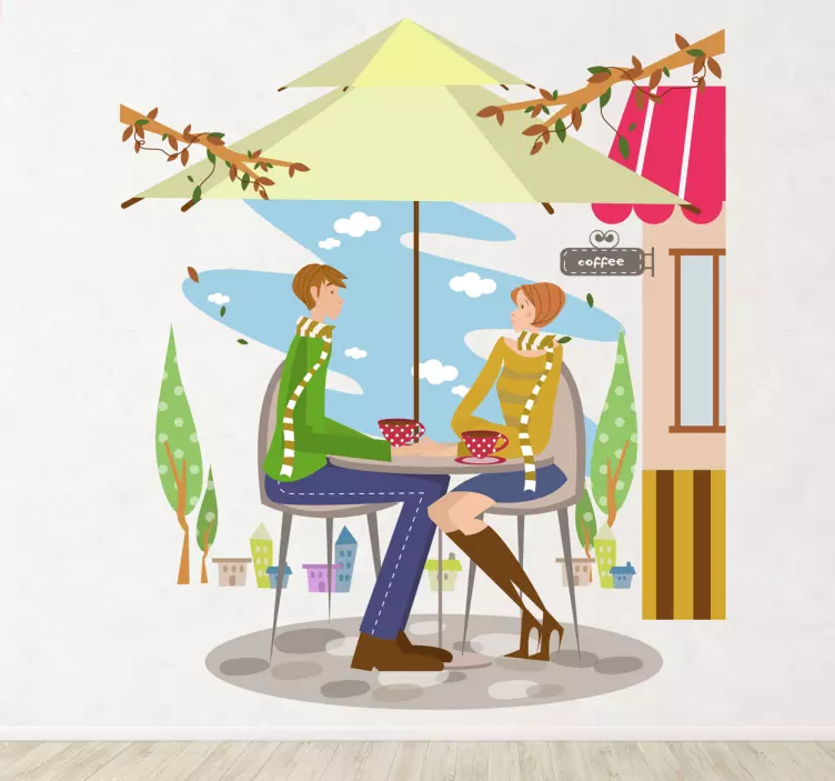 夫妇在露台墙上的贴纸 - TenStickers