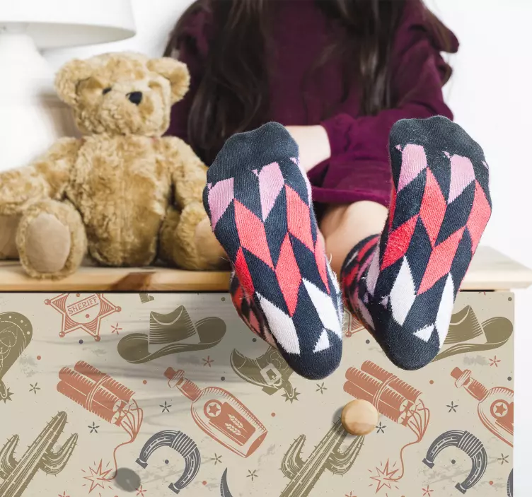 牛仔元素图案家具贴纸 - TenStickers