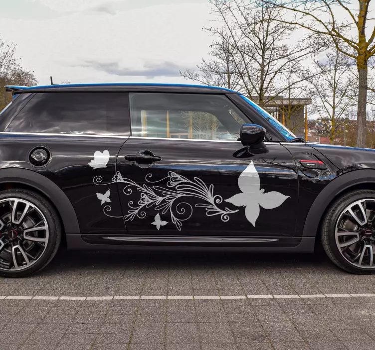 花和蝴蝶车贴 - TenStickers