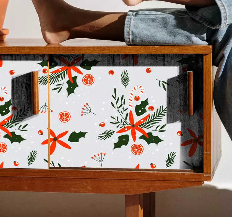 鲜花和橘子圣诞节贴纸 - TenStickers