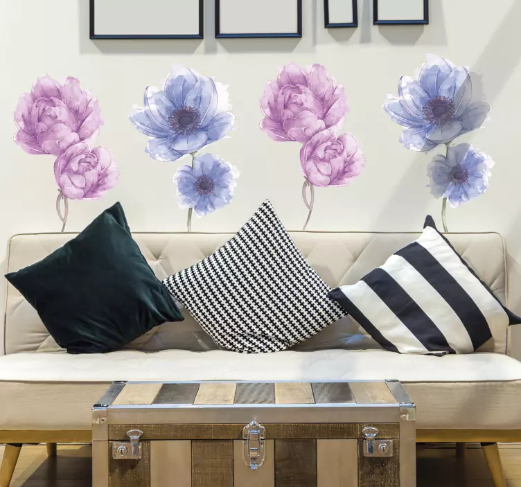 鲜花花墙贴花 - TenStickers