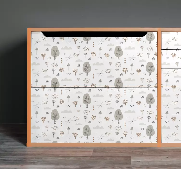 飞蜻蜓和树叶家具贴纸 - TenStickers