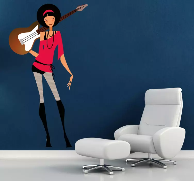 吉他手小鸡装饰贴花 - TenStickers