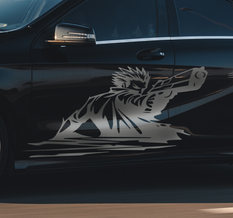 枪手车，车，乙烯基，贴纸 - TenStickers