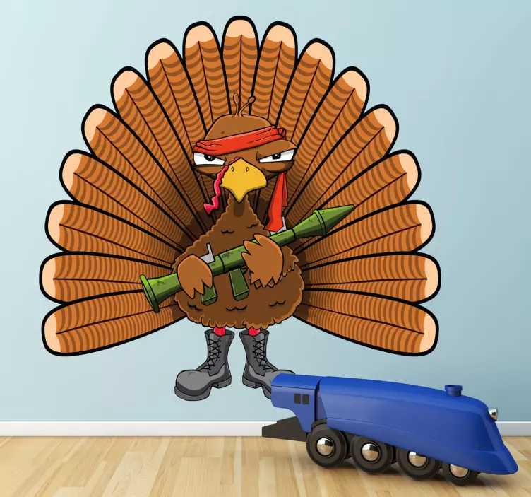 孩子们武装的棕色孔雀贴花 - TenStickers