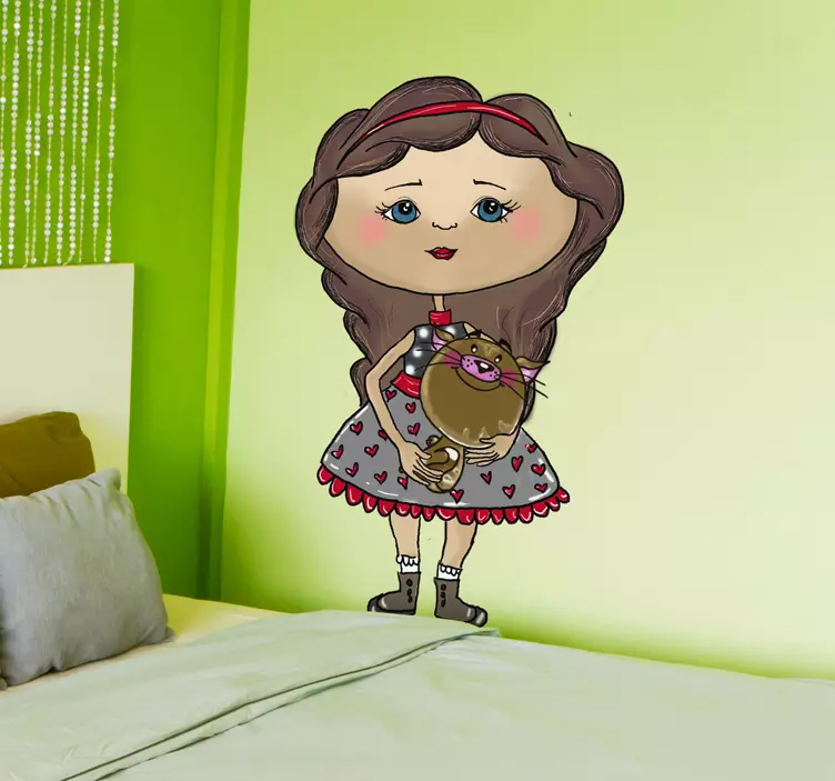 孩子们猫女孩墙贴 - TenStickers