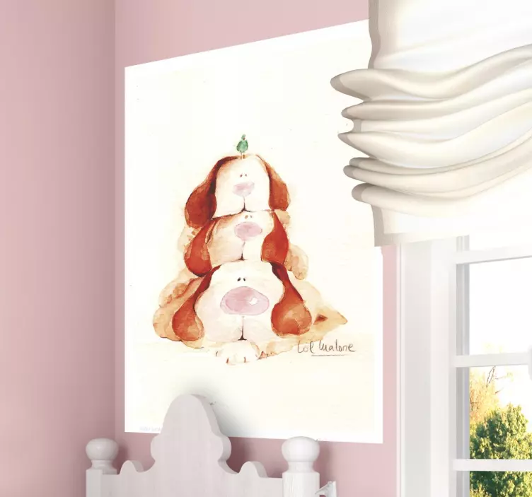 孩子们三只小狗马龙墙壁画 - TenStickers